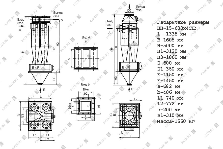 ЦН циклон чертеж