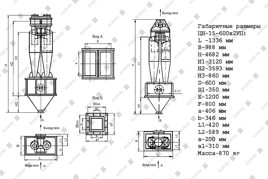 ЦН батарейный циклон схема