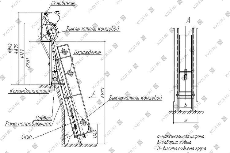 Чертеж скипового подъемника СКИП